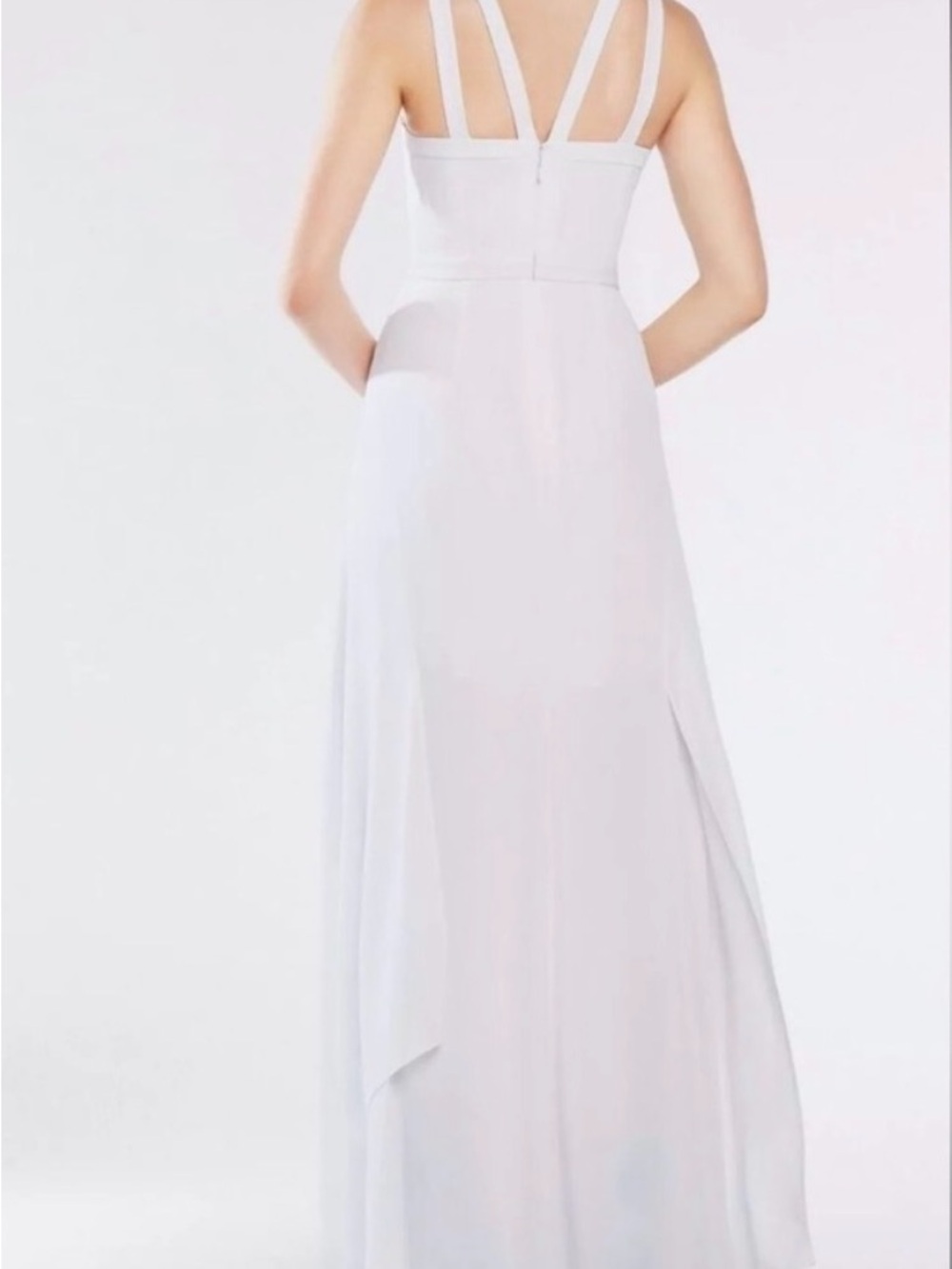 BCBGMaxAzria White Cutout Strap Flowing Chiffon Maxi Dress - Picture 3 of 3